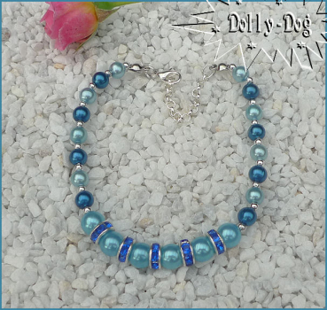Hunde Perlen Collier  " Blau "