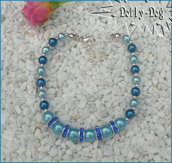 Hunde Perlen Collier  " Blau "